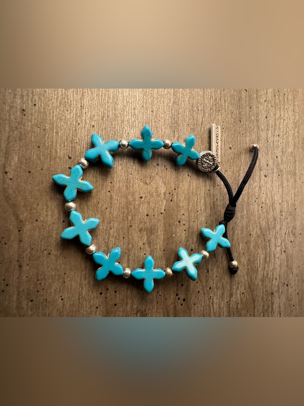 My Saint Hero Turquoise Cross Bead Adjustable Bracelet